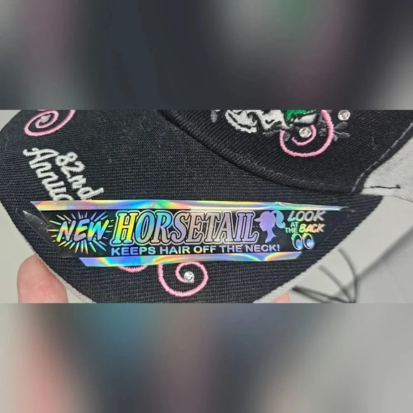 2022 Ladies Sturgis Motorcycle Rally Embroidered Rose Skull Ponytail Hat NWT - Picture 5 of 6